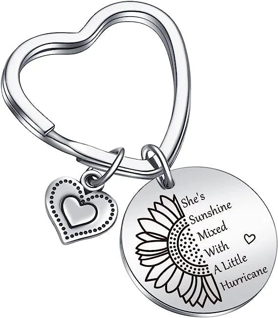Sunflower Keychain Sunshine Metal Key Chains Charm Pendant Gift Lover Jewelry Keyring Sun Flower Keychain Inspirational Keychain