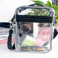 Customized Women Transparent Messenger Shoulder Bag for Beach Travel and Sporting with Zipper Clear Crossbody Cosmetic Bag