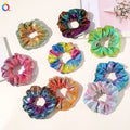 QIYUE Tie Dye Laser Scrunchies with White Color Zipper  Chouchou Woman Hair Tie