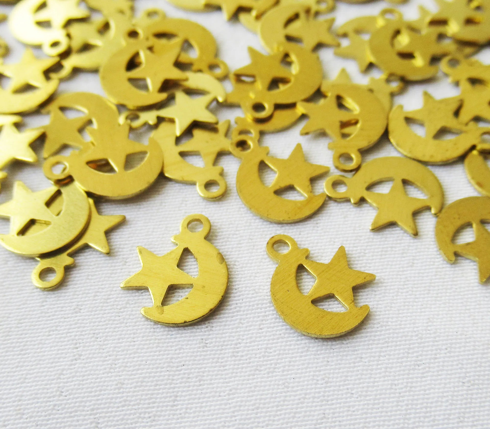 Star Moon Charm 10x8mm Brass Finding for Bracelet Earring