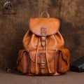 Andong Men Backpack Genuine Cow Leather Retro Leisure Business Vegetable Tanned Large Capacity Shoulder Bag Portable Travel Bags