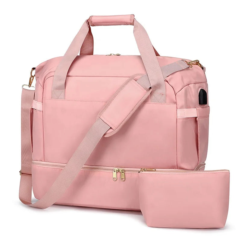 Custom LOGO Travel Luggage Bag With Shoes Compartment Sport Gym Duffel Bag Large Capacity Weekender Travel Handbag