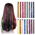Laser Sparkle Clip in Hair Tinsel Glitter Hair Extensions Rainbow Hairpieces Hair Accessories for Women Headdress