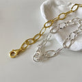 925 Sterling Women Bracelet 18k Gold Waterproof Oval Link Chain Bracelet
