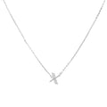 925 Silver Crystal Rhinestone European Style Simple Clavic Chain A-Z Letter Pendant Necklace