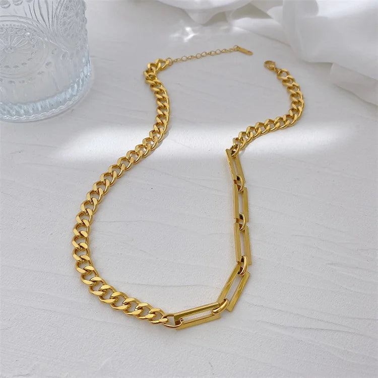 Wholesale New No Fade Stainless Steel 18k Gold Plated Punk Necklace Personalized Link Chain Hip-Hop Necklace