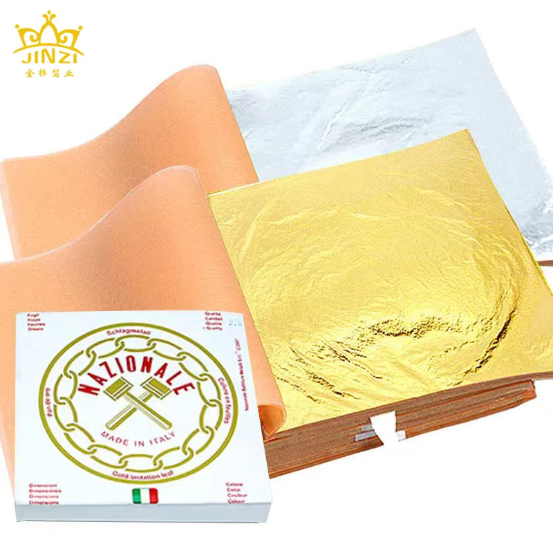 Professional Quality 86# Color 2.5 Decorative Gold Foil Leaf Sheets14*14 cm 25 Pieces Per Book