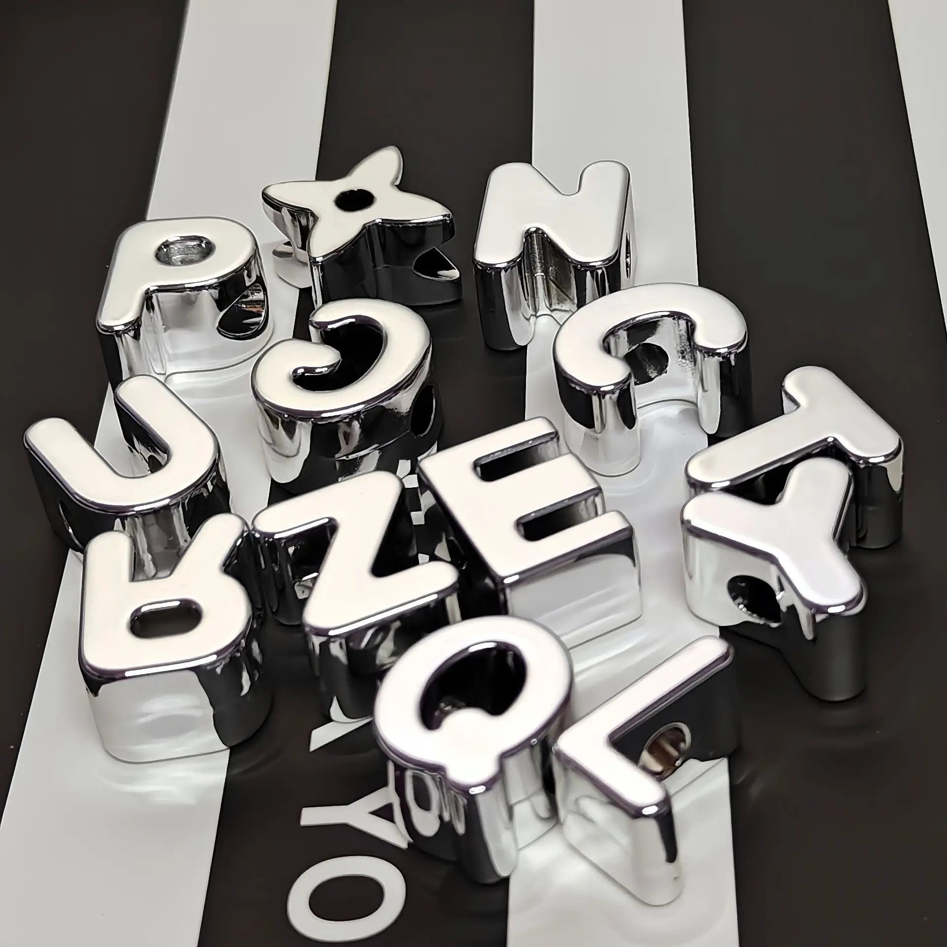 Silver Color ABS Acrylic Single Alphabet Letter Bead for Handmade DIY Bead Accessories
