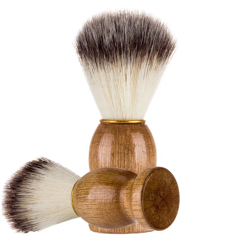 Custom Logo Wholesale Facial Cleansing Shaving Tools Hair Salon Nylon Hair Bristle Wood Handle Beard Brush Shaving Brush