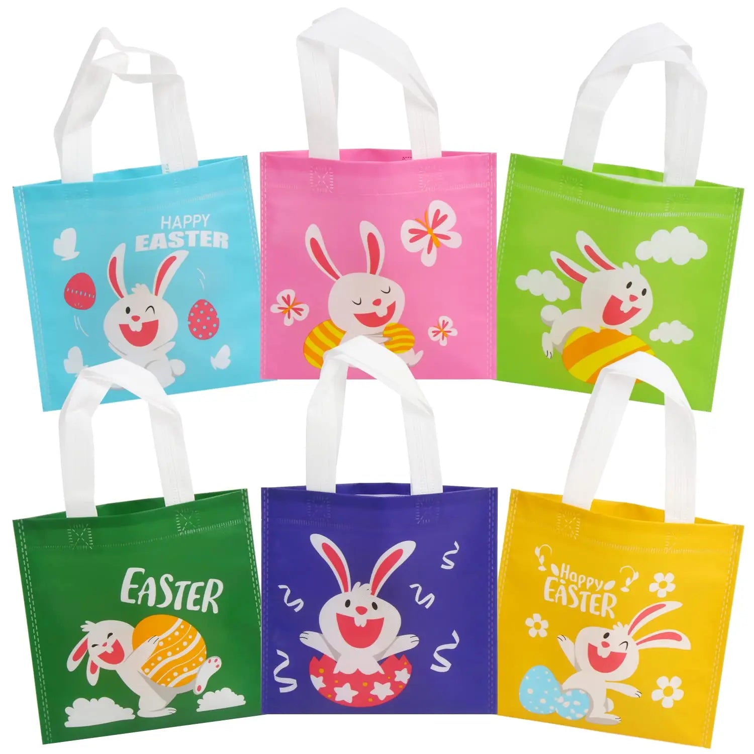 2025 Easter Tote Gift Bags Luxury Non-Woven Candy Treat Goody Bags Durable Handles Handmade Easter Egg Hunt Party Supplies