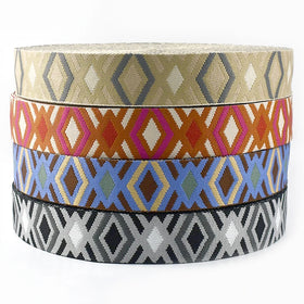 Meetee XP044 5cm Color Diamond Jacquard Webbing Decorative Bag Strap Belt Strap Ethnic Style Polyester Webbing