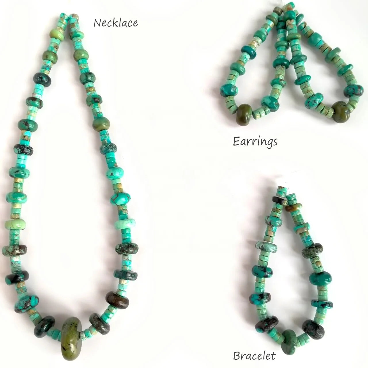 precious stone turquoise jewellery set earrings bracelet and necklace set