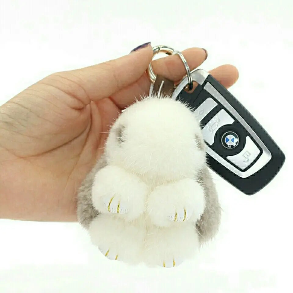 Car Keychain High-end Fur Mink Plush Keychain Birthday Gift for Girls
