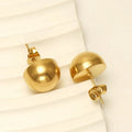 MECYLIFE Half Ball Stud Earring 18K Gold Half Ball Earrings Women Fashion 12mm Stainless Steel Earrings