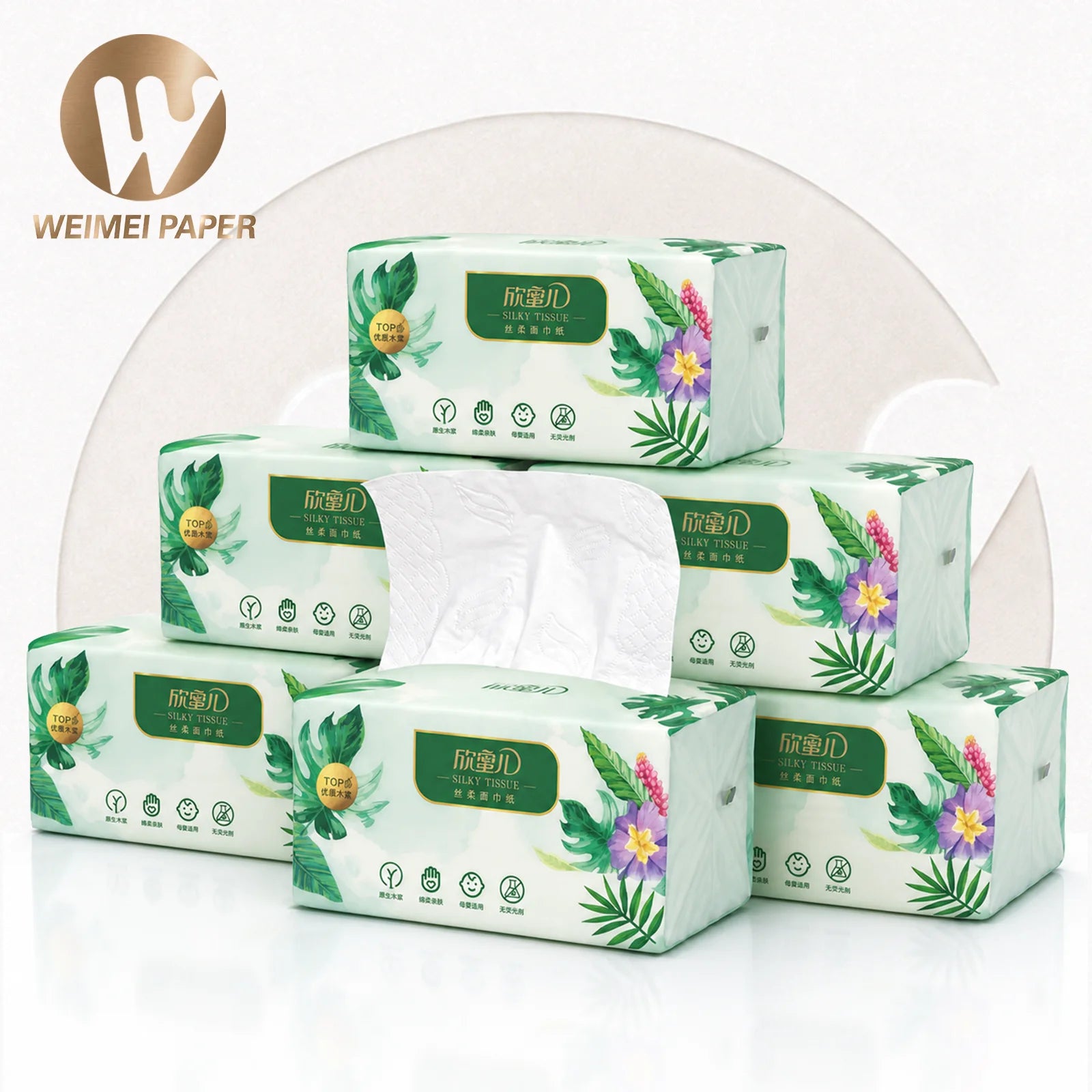 Factory Direct Eco-Friendly 4 Ply Virgin Wood Pulp Soft Facial Tissues Large Size Bag Tissues for Home Use