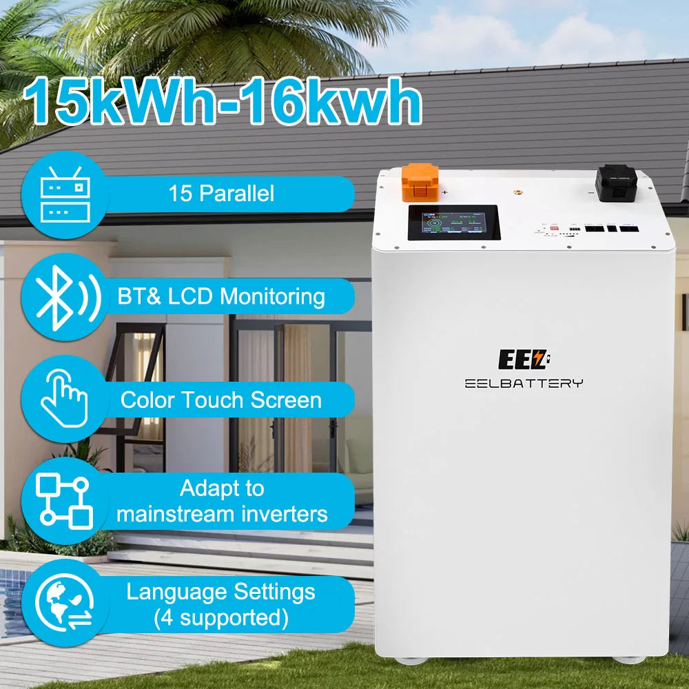EEL EU Stock 16KWH 16S 51.2V Battery Pack with Build-in EVE MB31 LiFePO4 Cells+JK 200A BMS+Heating Pads+Breaker and Fuse