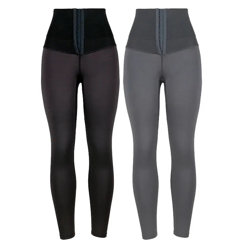 NANBIN Women's Gym Sports Wear Yoga Pants Tummy Control Waist Trainer Corset Leggings Butt Lifter Solid Pattern Yoga Leggings
