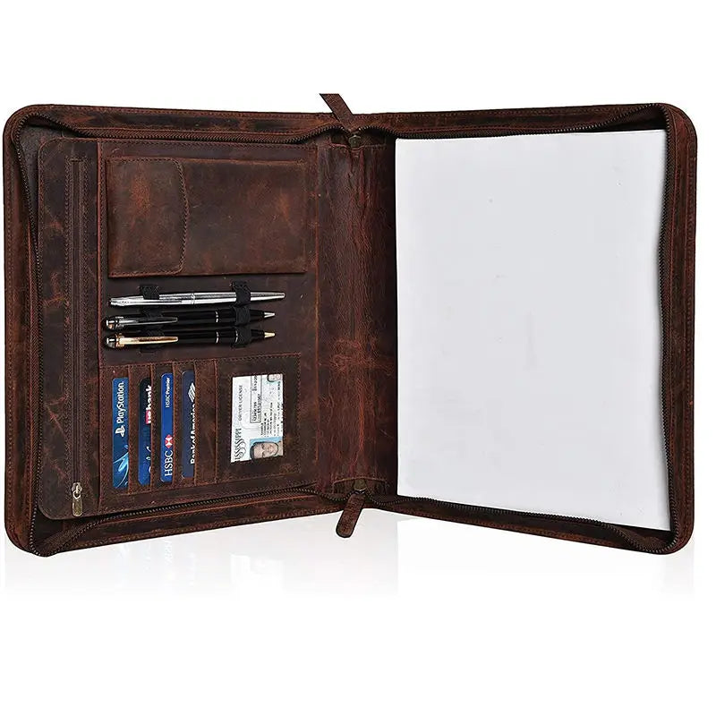 Custom Logo Document Folder Documents Storage A4 Pu Leather Multi-functional Business Portfolio Box