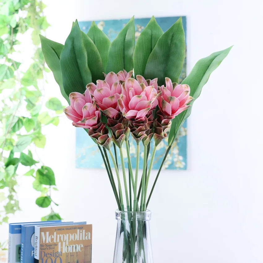26 Inch New Simulation Ginger Lotus Artificial Tropical Plantsfor Home Wedding Garden Office Decor