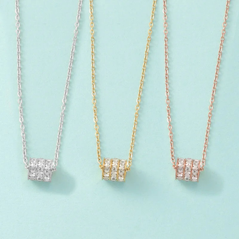 Hot Selling Stainless Steel Non Fading Simple Niche Three-layer Full Zirconia High-end Small Waist Collarbone Chain