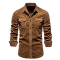 Wholesale Men's Vintage Shirt Casual Fashion Solid Color Corduroy Men Shirts Spring Autumn Slim Shirts for Men