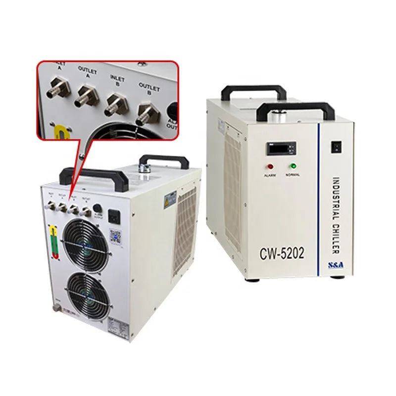 New Dual Output CW-5202 Series CO2 Laser Chiller 1400W Cooling Capacity 0.3C Precision 110/220V for CO2 Laser