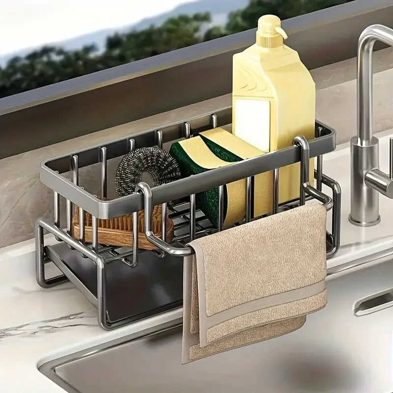 Stainless Steel Kitchen Sink Caddy Sponge Holder for Shelf Sink Organizer
