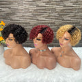 Wholesale Machine Made bob Partial Human Hair Pixie Cut Wigs for Black Women Cheap Pixie Cut Curly Wigs Human Hair