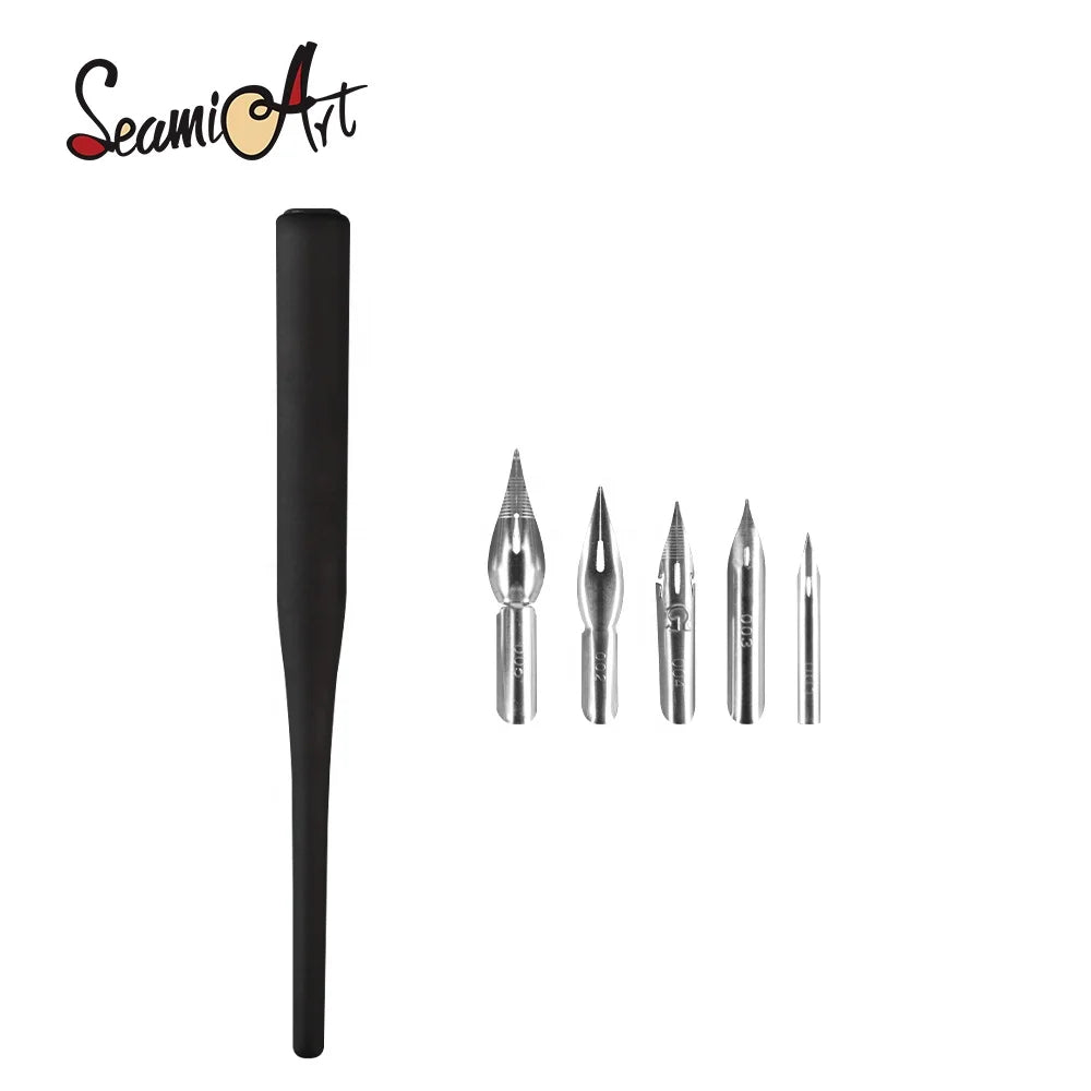 Comic Black Dip Pen Set 5pcs Pen Nib with 1pc Pen Holder Set for Artist Anime Comic Gothic Calligraphy