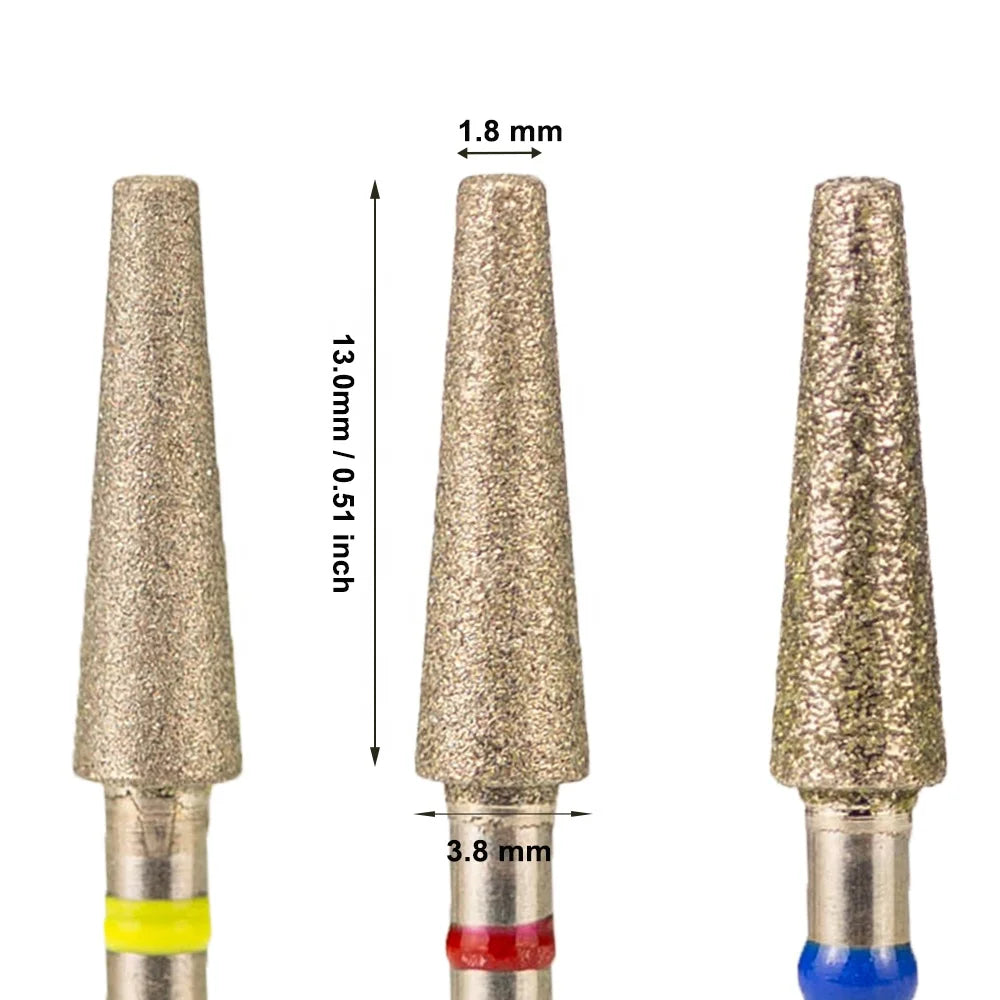3/32" Nail Drill Accessories Tips E-file Rotary Burrs Safety 4.0mm Manicure Russian Cuticle Taper Barrel Diamond Nail Drill Bits