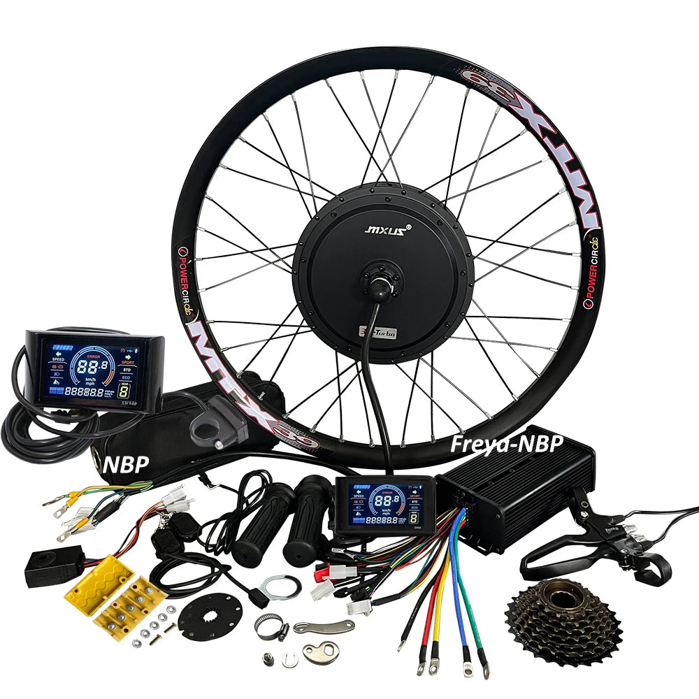 MTX Rim 26"27.5"29" MXUS 72V3000W Hub Motor 3K Turbo 3T Electric Ebike Bicycle 135-142mm Dropout 1S/7S Gear Freewheel UKC1+ Kits