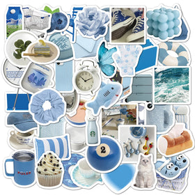 50Pcs Ins Style Blue VSCO Girl Personality Graffiti Stickers for Bottle Laptop Phone Vinyl Cute Kid Decor Sticker