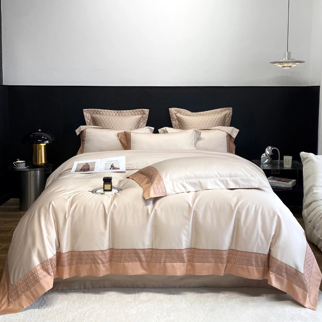 Customizable 100%cotton Boys Yellow Quilt Cover High-end pink Girl Embroidery Bed Sheet Home Textile Bedding Sets Manufacturer