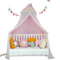Decorative Children's Canopy Princess Folded Mosquito Net Kids Bed Canopy with Rainbow Lace 100% Polyester