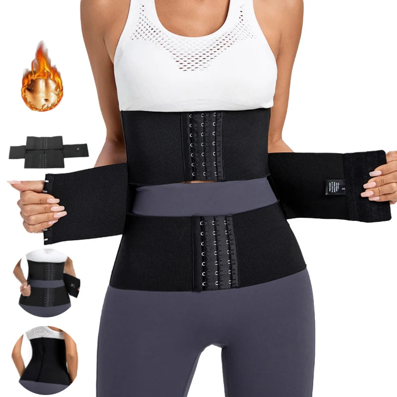 Custom Logo Tummy Wrap Body Shaping Waist Corset Shapewear Adjustable 3 Hooks Segmented Waist Trainer Workout Girdle for Women