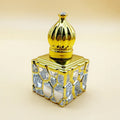 10ml Empty Gold-Plated Glass Perfume Bottle Carved Cube Water Essence Oil with Gilt Ball Opp Packaging