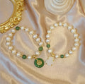 Chinese Style Natural Baroque Pearl String Beads Bracelets Transparent Lucky Character Buddha Statue Jade Charm Bracelet