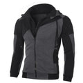 Mens Hoodies Sweatshirts Colorblock Double Zipper Hooded Cardigan for Male Slim Fleece Hoodie Sweatshirt