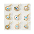 12 Designs CZ Crystal Blue Devil Eye Pendant Necklace 18k Gold Plated Zircon Evil Eyes Colorful Necklace for Women