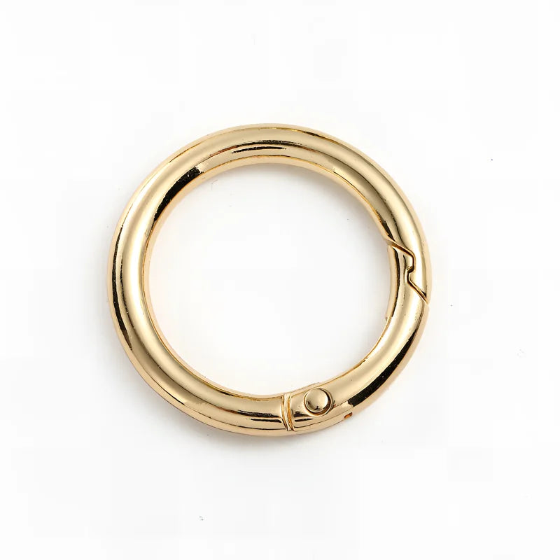 28mm Gold Alloy Spring Keychain Ring Multi-Function Round Metal Hook for Accessories KC Gold Circular Open Spring Ring