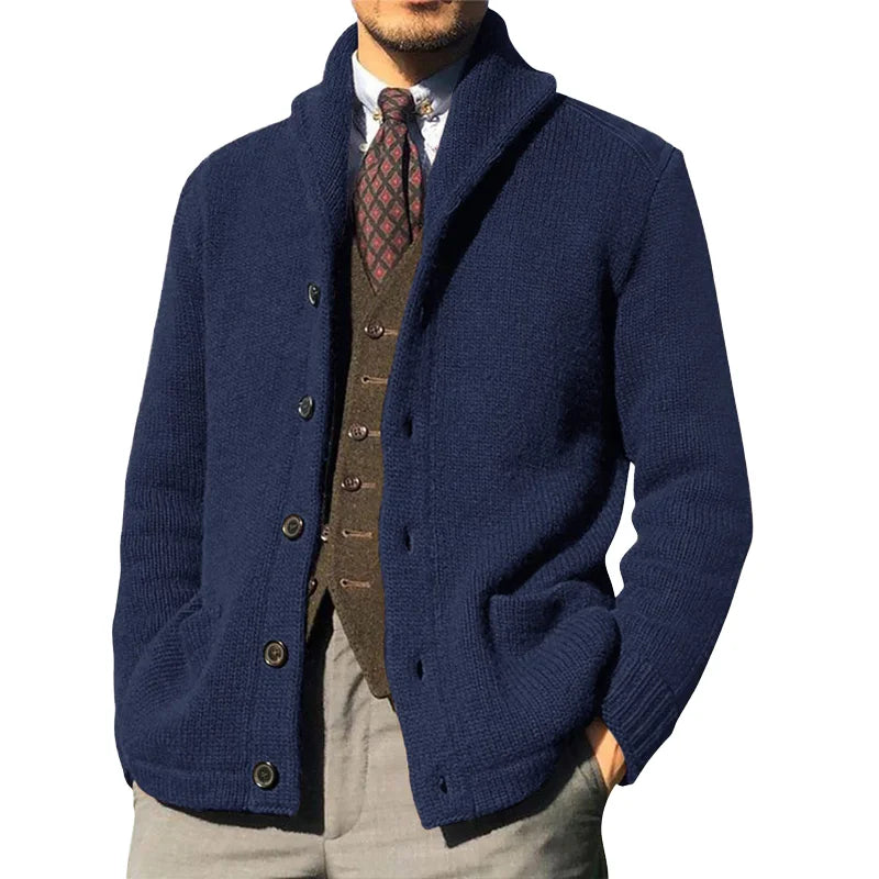 2024 High Quality Men's Cardigan Sweater Solid Color Simple Design Knitted for Autumn Winter Travel Business Fashion Warm Lapel