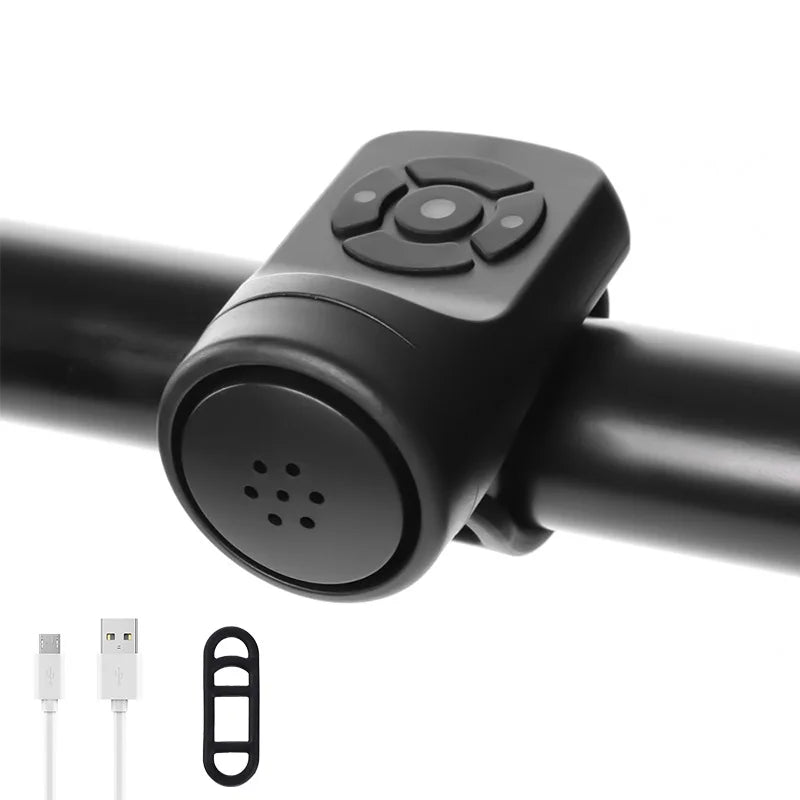 USB Rechargeable Electric Bell Horn for Bicycle Motorcycle 4 Modes Anti-Theft Alarm Plastic Bike Accessory for Mountain Road