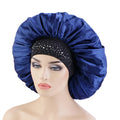 Wholesale Custom Logo Hair Accessories Big Size Solid Color Wide Band Designer Bonnets Bling Satin Bonnet for Women