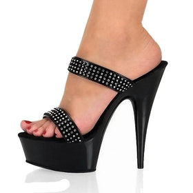 New Black 15 cm Thin Heel Platform Anti slip High Heels Club Fashion Women's Size Sandals Party Women's Shoes