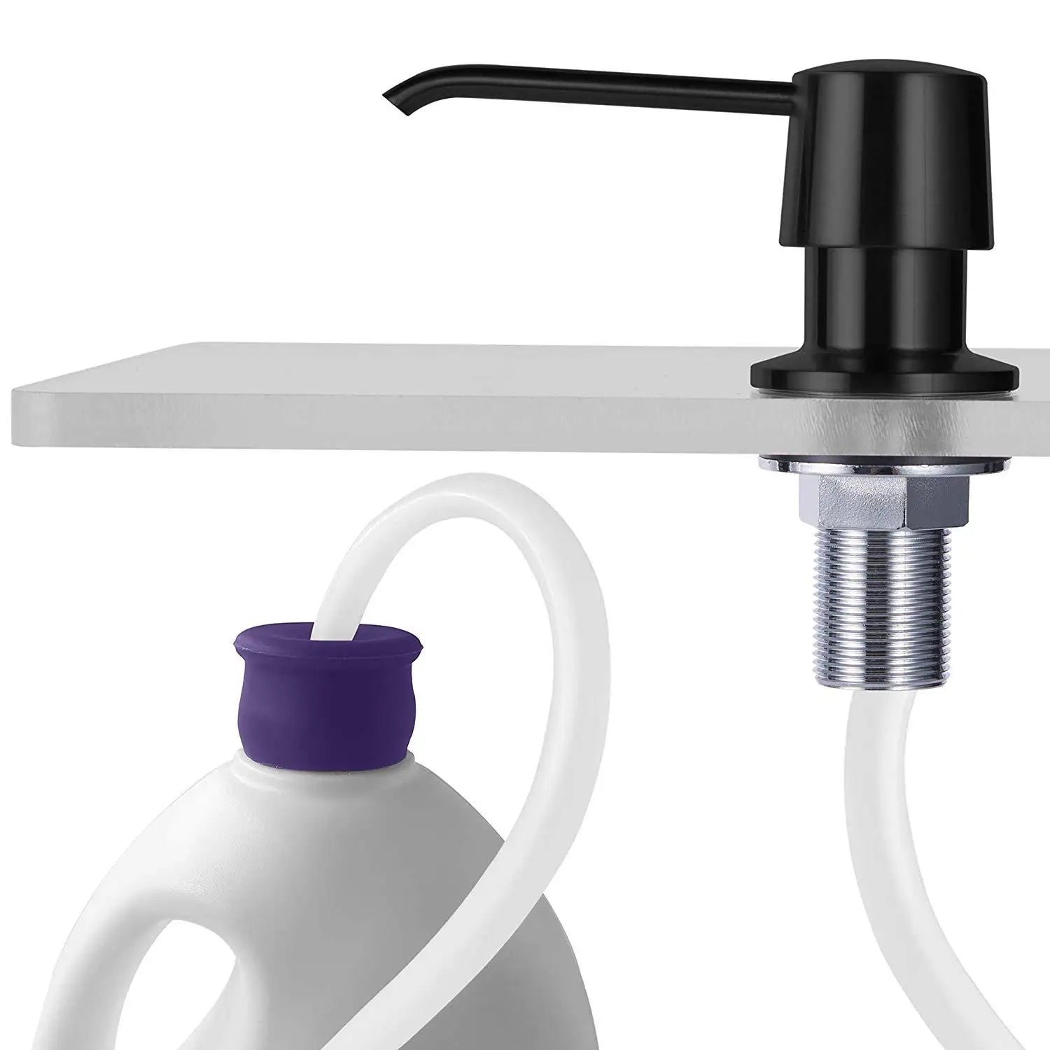 Wall-mounted Stainless Steel Foam Soap Dispenser Pump Matte Black Refillable Bottle for Kitchen Sink and Tube Kit