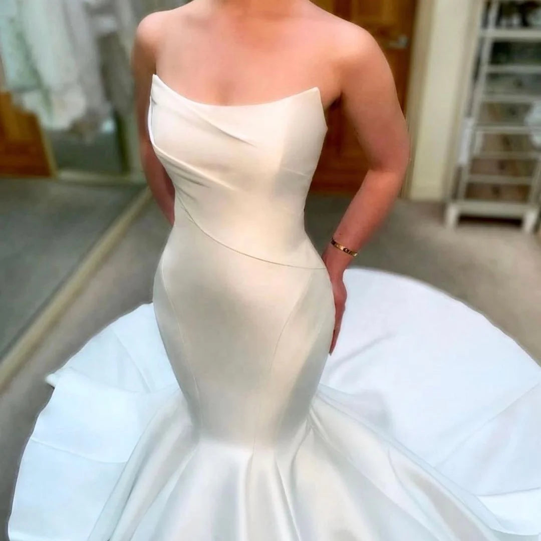 Jancember RSM67297 Bohemian Women New Mermaid Satin Sweetheart Wedding Dress