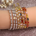 BC1415 Bling Jewelry Crystal CZ Diamond Zircon Cubic Zirconia Baguette Tennis Bracelet with Slide Adjustable Chains for Women