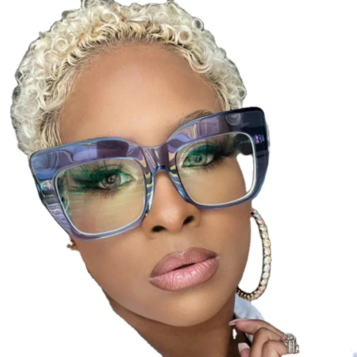 2024 New Fashion Big Frame Square Ladies Computer Optical Eyewear Anti Blue Woman Light Frame Glasses for Women