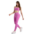 Women's Custom Logo Gym Yoga Sets 2-Piece Sport Wear pink Spandex Pants Suit XL Size Seamless Features