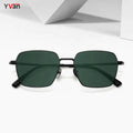 Wholesale Unisex Titanium Sunglasses with UV400 Square Frame and Green Lens Gold Frame Polarized TAC Lenses for Men Women